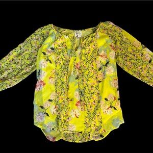 fig and flower From Anthropology Bright Yellow Floral Peasant Blouse